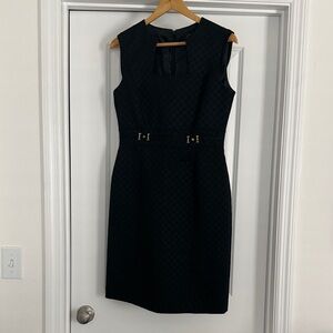 Tahari Black Sleeveless Midi Sheath Dress